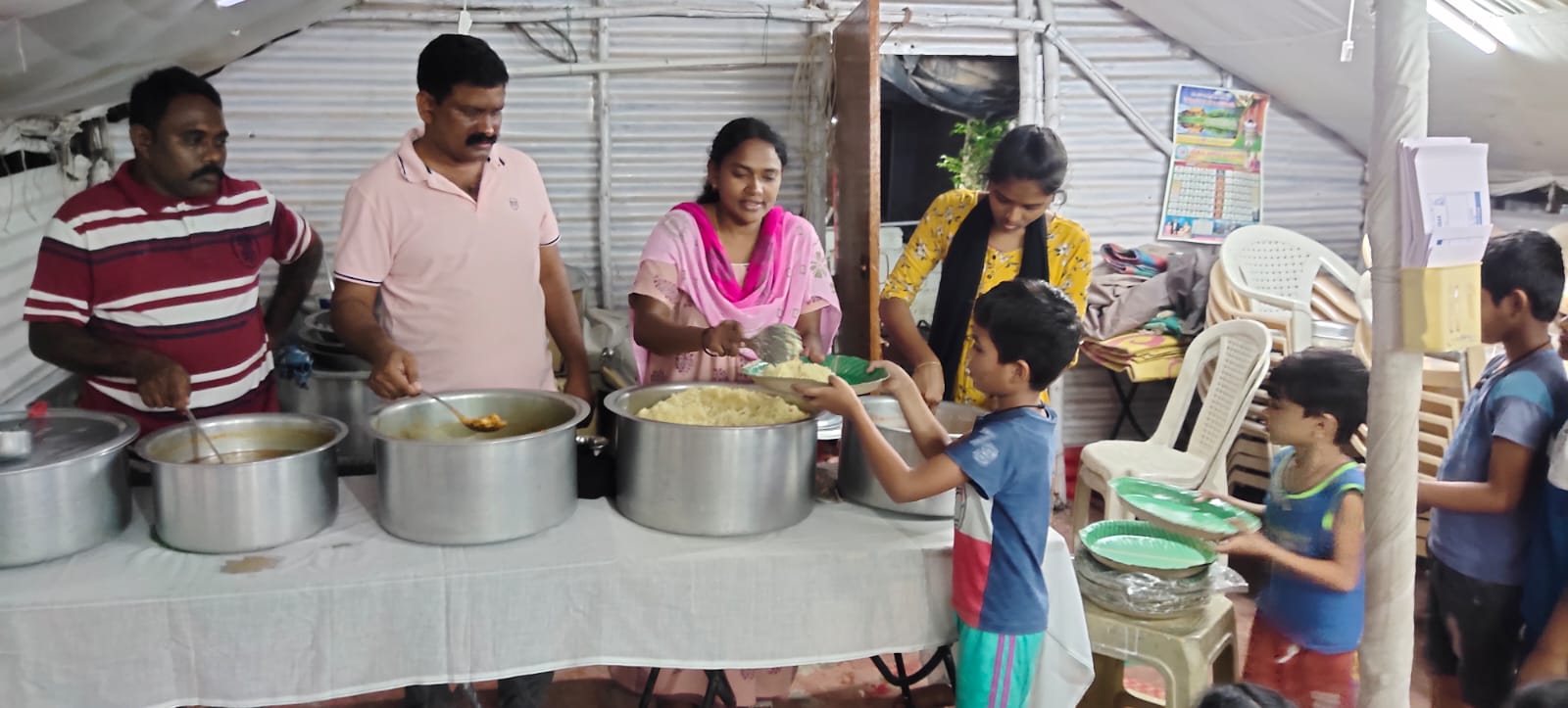 Large community gathering with children